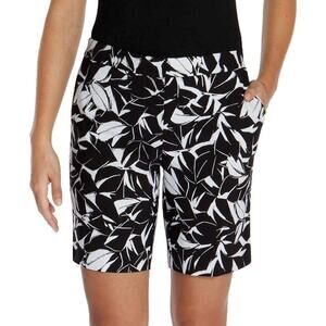 Mario Serrani 10 black white floral pocket bermuda pocket shorts career casual